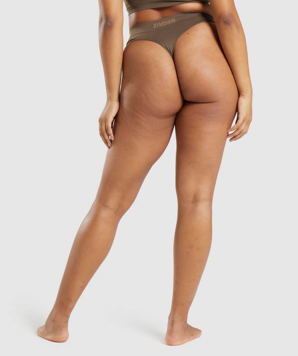 Damske Spodne Pradlo Gymshark Seamless High Rise Thong Hnede | WK5037486